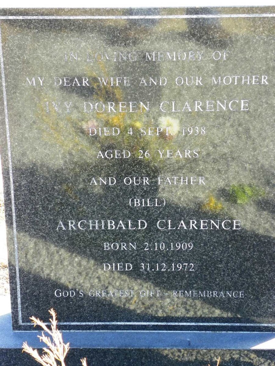 CLARENCE Archibald 1909-1972 &amp; Ivy Doreen -1938