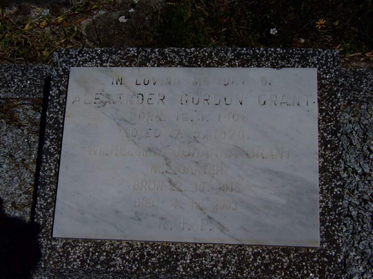 GRANT Alexander Gordon 1908-1970 &amp; Wilhelmina Johanna GARTER 1916-2003 