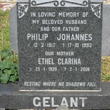 GELANT Philip Johannes 1917-1992 &amp; Ethel Clarina 1920-2008