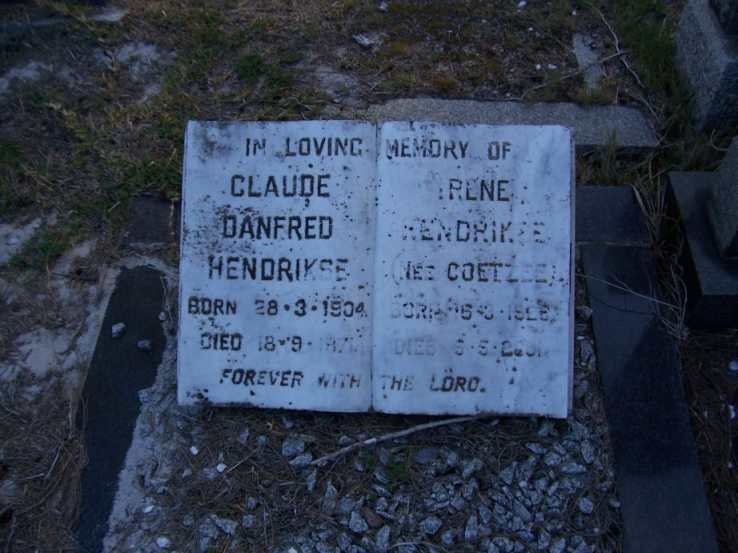 HENDRIKSE Claude Danfred 1904-197? &amp; Irene COETZEE 1916-20??