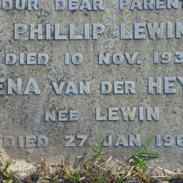 LEWIN Phillip -1939 &amp; Lena VAN DER HEYDE -1967
