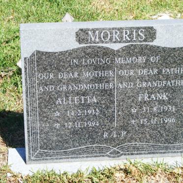 MORRIS Frank 1931-1996 &amp; Alletta 1932-1994