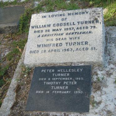 TURNER William Godsell -1957 &amp; Winifred -1963 :: TURNER Peter Wellesley -1965 :: TURNER Timothy Peter -1990