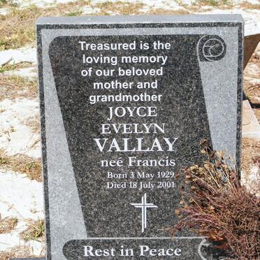 VALLAY Joyce Evelyn nee FRANCIS 1929-2001