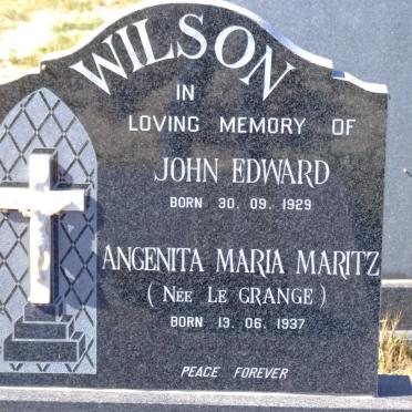 WILSON John Edward 1929- &amp; Angenita Maria Maritz LE GRANGE 1937-