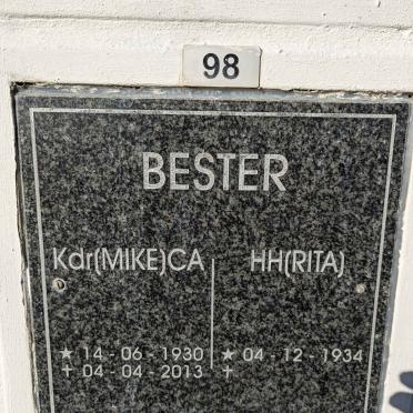 BESTER C.A. 1930-2013 &amp; H.H. 1934-