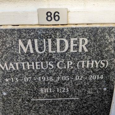 MULDER Mattheus C.P. 1938-2014