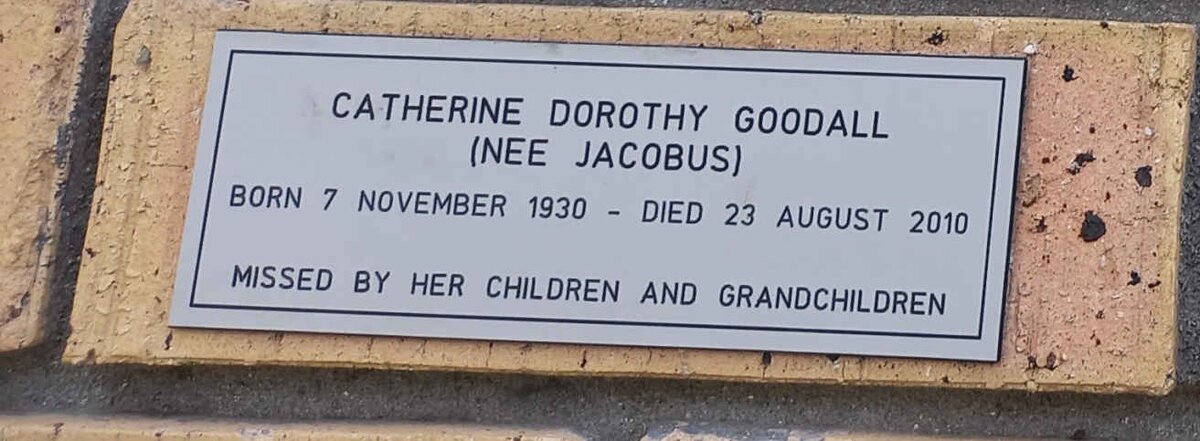 GOODALL Catherine Dorothy nee JACOBUS 1930-2010