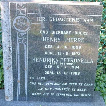 VILLIERS Henry Pierre, de  1889-1973 &amp; Hendrika Petronella DESTROO 1894-1989