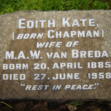 BREDA Edith Kate, van nee CHAPMAN 1885-1958