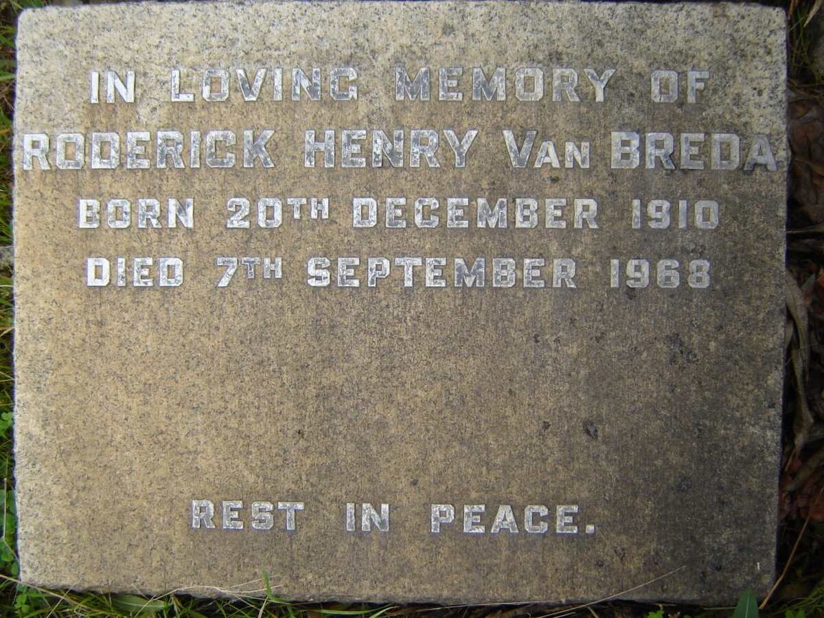 BREDA Roderick Henry, van 1910-1968