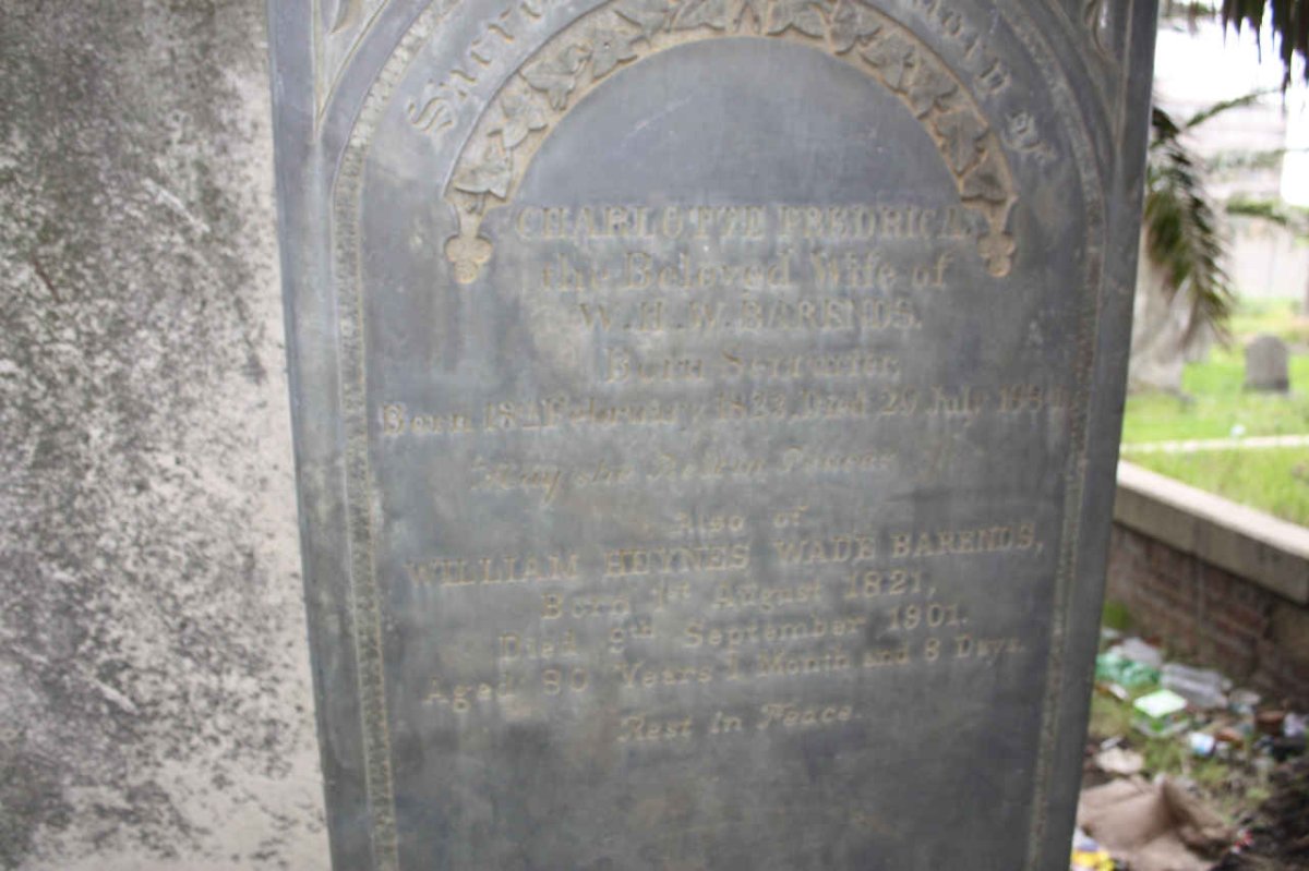 BARENDS William Heynes Wade 1821-1901 &amp; Charlotte Fredrica 1823-1884