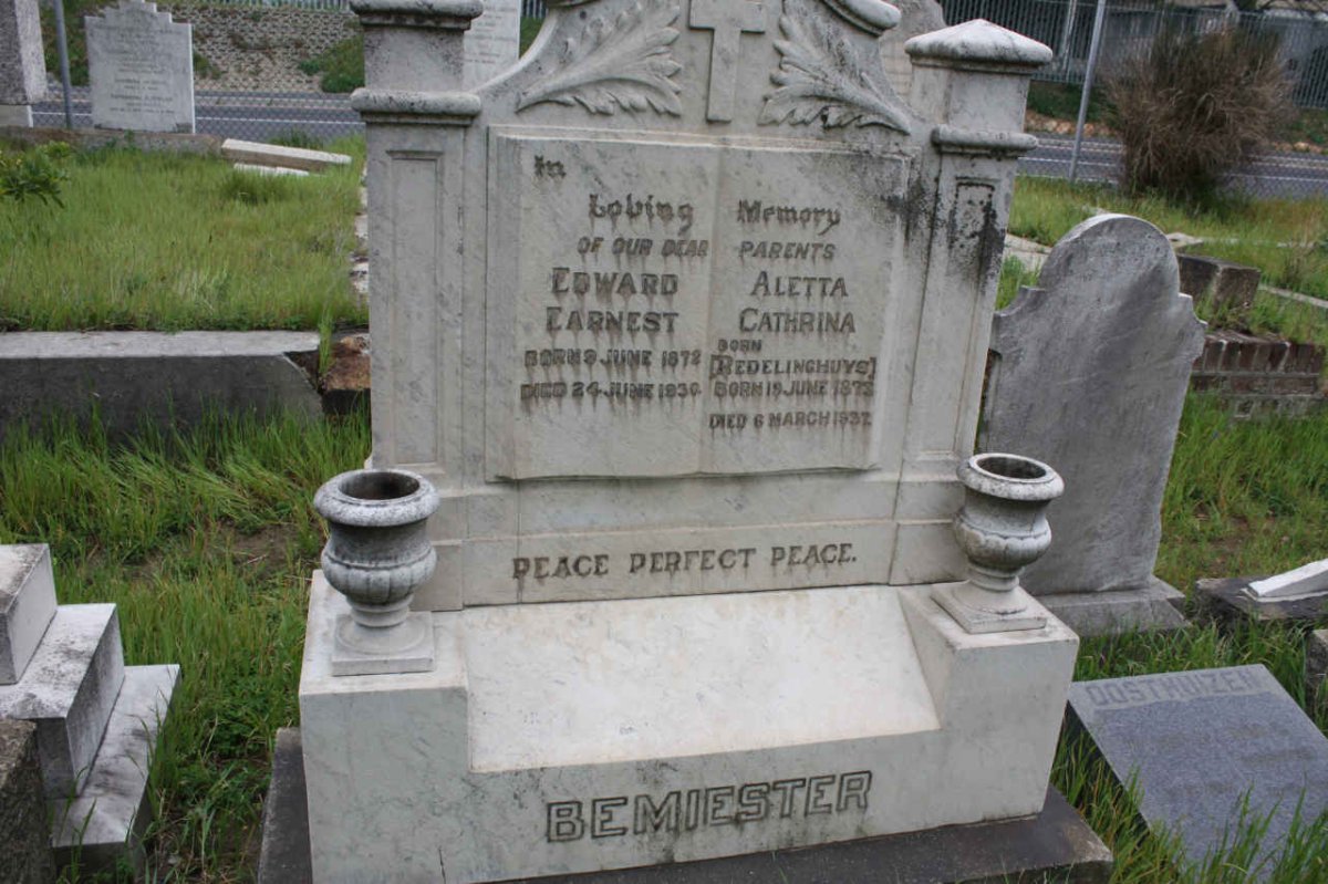 BEMIESTER Edward Ernest 1872-1930 &amp; Aletta Cathrina REDELINGHUYS 1873-1932