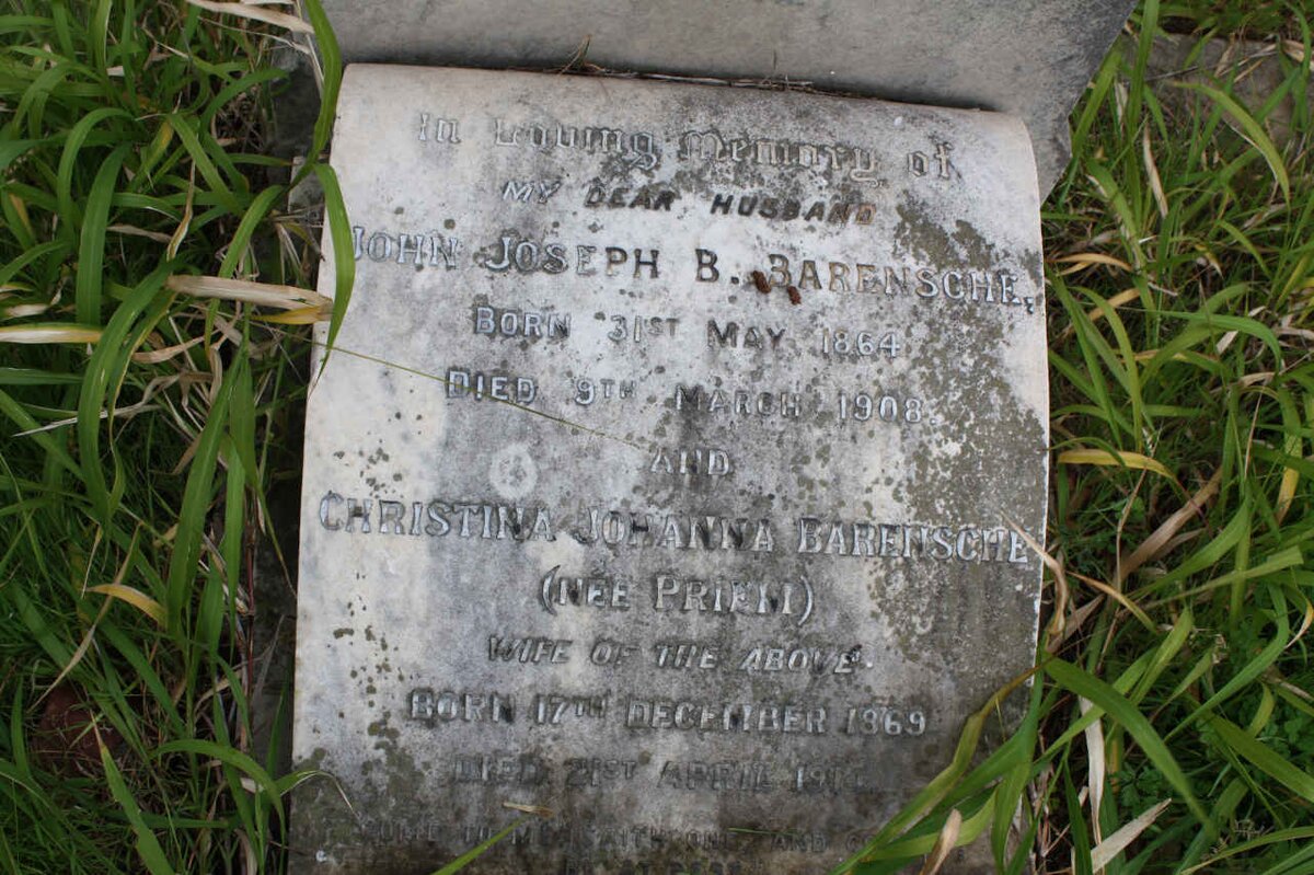 BARENSCHE John Joseph B. 1864-1908 &amp; Christina Johanna PRIEM 1869-1911