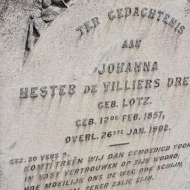 DREYER Hester De Villiers nee LOTZ 1857-1902