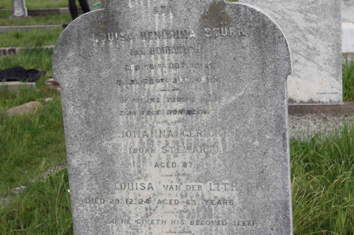 STURK Louisa Hendrika nee BODEWICH 1805-1892 :: GERICK Johanna nee STEWARD :: VAN DER LITH Louisa 1924