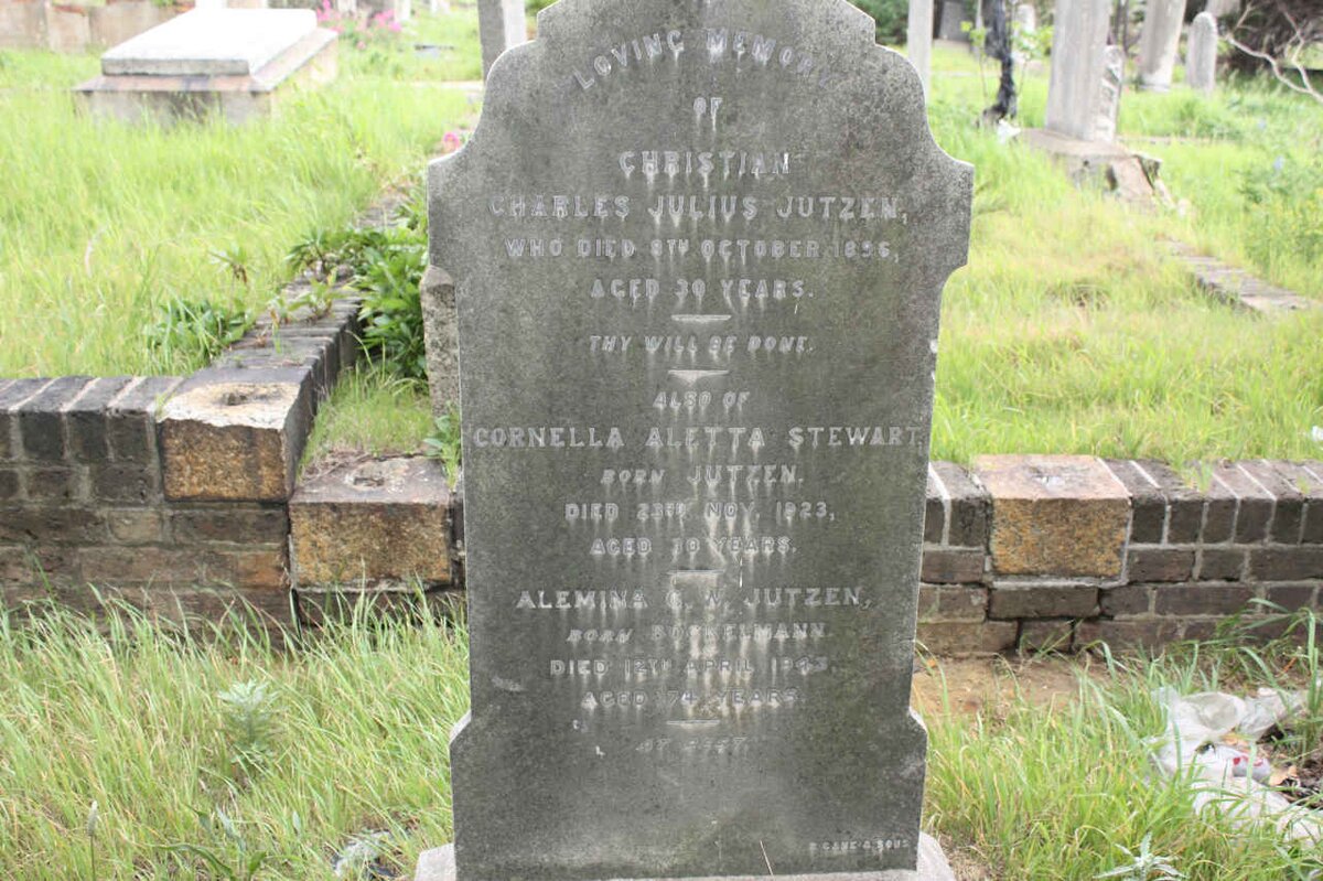JUTZEN Christian Charles Julius -1896 :: STEWART Cornella Aletta nee JUTZEN -1923 :: JUTZEN Alemina C.W. nee BOCKELMANN -1943