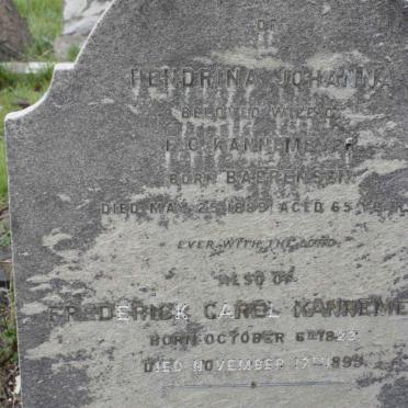 KANNEMEYER Frederick Carel 1823-1895 &amp; Hendrina Johanna BAERENSEN -1889