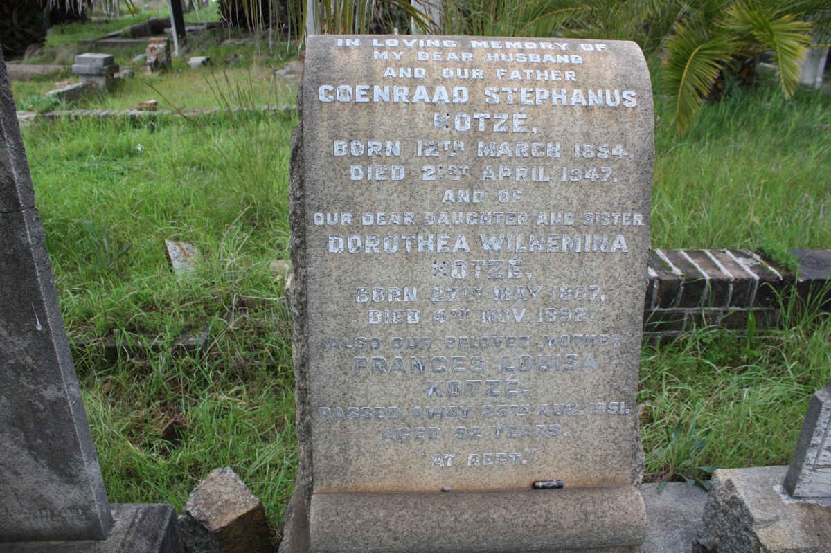 KOTZE Coenraad Stephanus 1854-1947 &amp; Frances Louisa -1951 :: KOTZE Dorothea Wilhelmina 1887-1892