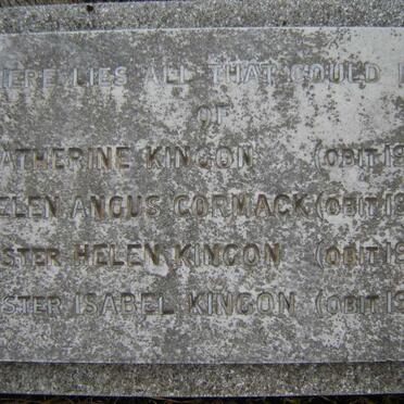 KINGON Catherine :: 1903 :: CORMACK Helen Angus -1904 :: KINGON Helen -1965 :: KINGON Isabel -1967