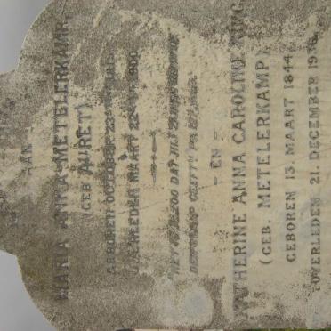 METELERKAMP Maria Anna nee AURET 181?-1900 :: KING Katherine Anna Caroline nee METELERKAMP 1844-1936