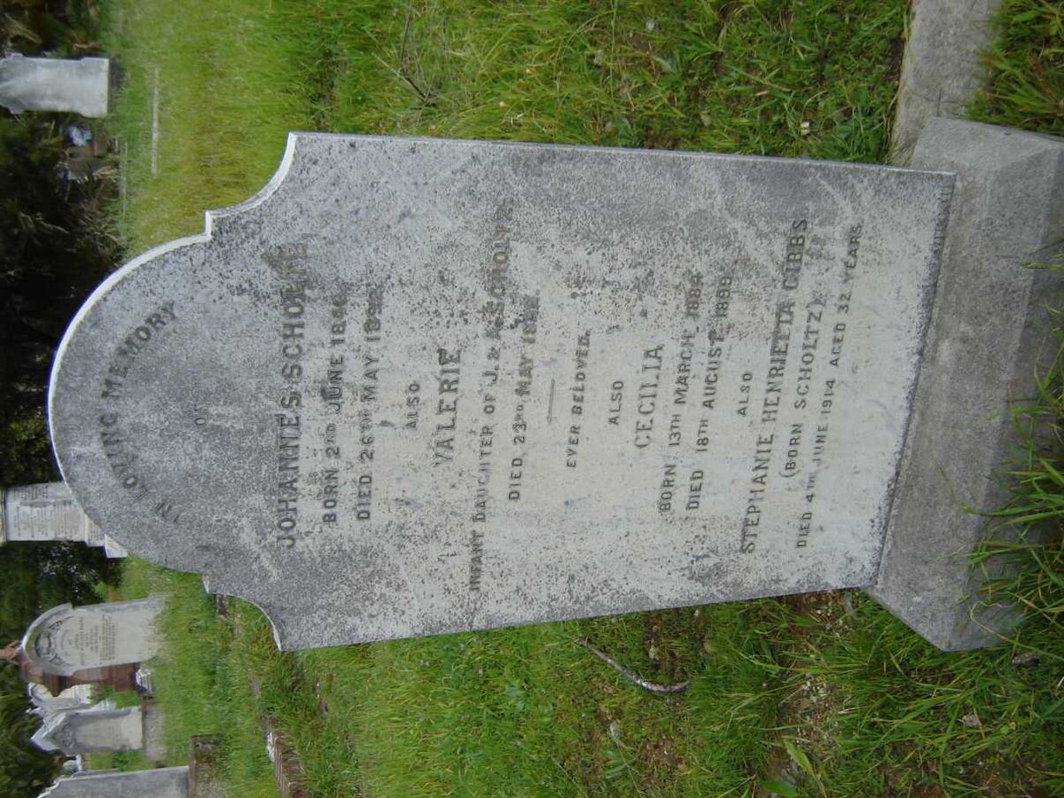 SCHOLTZ Johannes 1846-1892 :: SCHOLTZ Valerie ? :: SCHOLTZ  Cecilia 1884-1899 :: GIBBS Stephanie Henrietta nee SCHOLTZ -1914