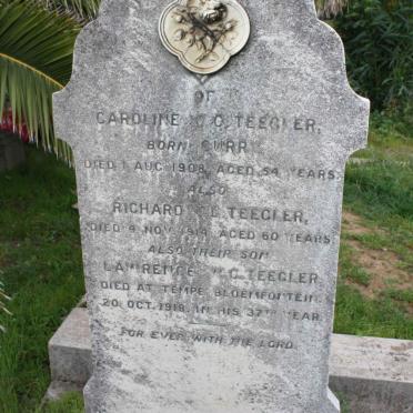 TEEGLER Richard  ?. L. -1914 &amp; Caroline W. C. CURR -1908 :: TEEGLER Lawrence ? -1918