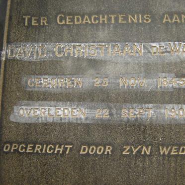WAAL David Christiaan, de 1845-1909