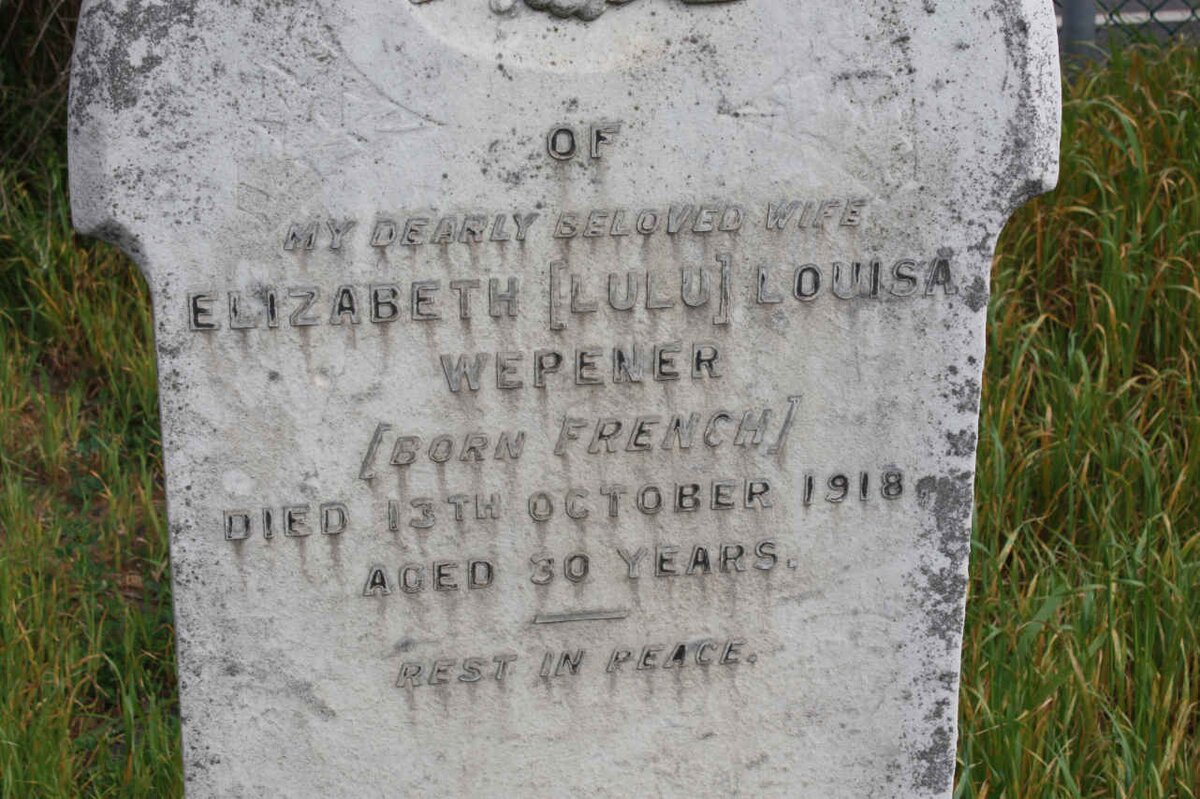 WEPENER Elizabeth Louisa nee FRENCH -1918