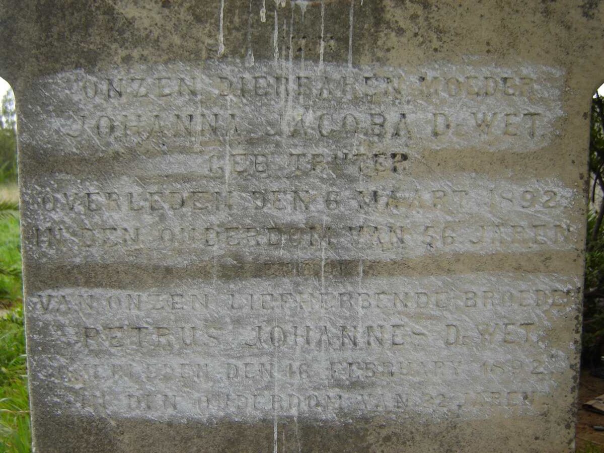 WET Johanna Jacoba, de nee TRUTER -1892 :: DE WET Petrus Johannes -1892