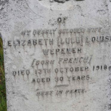 WEPENER Elizabeth Louisa nee FRENCH -1918