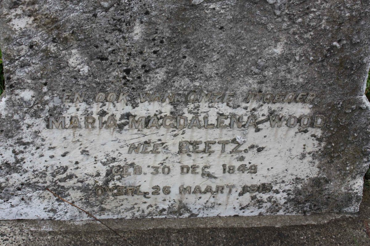 WOOD Maria Magdalena nee BEETZ 1849-1918