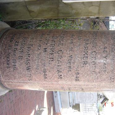 BARKER Edward Robert -1927, BARKER Sydney George -1940, BARKER George Graham -1944, BARKER Robert Thomas Weeks -1946