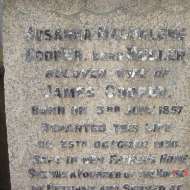COOPER Susanna Magdalena nee MULLER 1857-1930