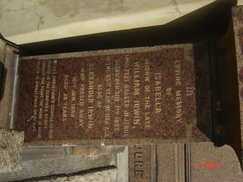 IRWIN Isabella -1895 :: IRWIN Alexander -1889