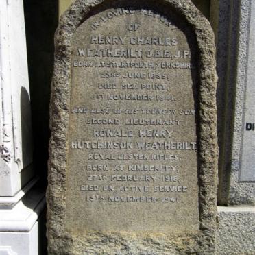 WEATHERILT Henry Charles 1916-1941 :: WEATHERILT Ronald Henry Hutchinson 1859-1941