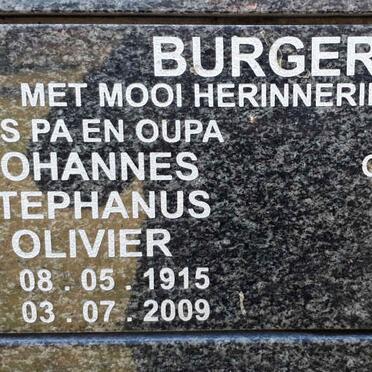 BURGER Johannes Stephanus Olivier 1915-2009 &amp; Engela Elizabeth 1923-2009