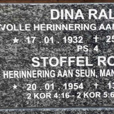 RALL Dina 1932-2009 :: ROETS Stoffel 1954-2020