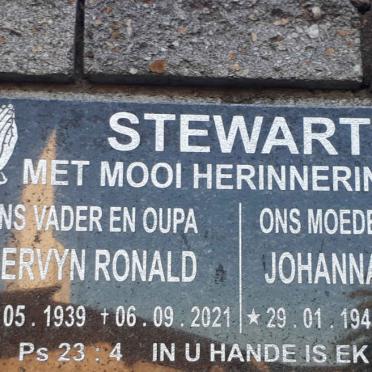 STEWART Mervyn Ronald 1939-2021 &amp; Johanna Jacoba 1941-20??
