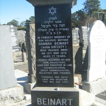 BEINART Hannah nee KATZEFF -1975