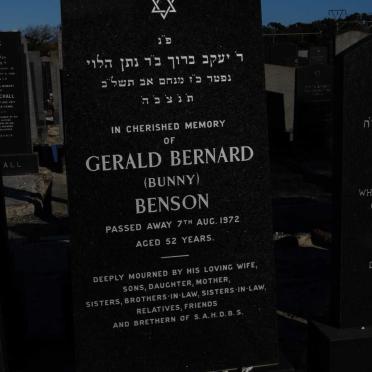 BENSON Gerald Bernard -1972