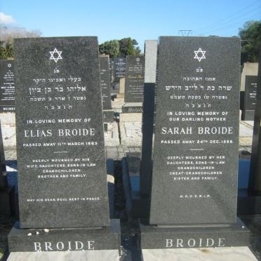 BROIDE Elias -1965 &amp; Sarah -1988