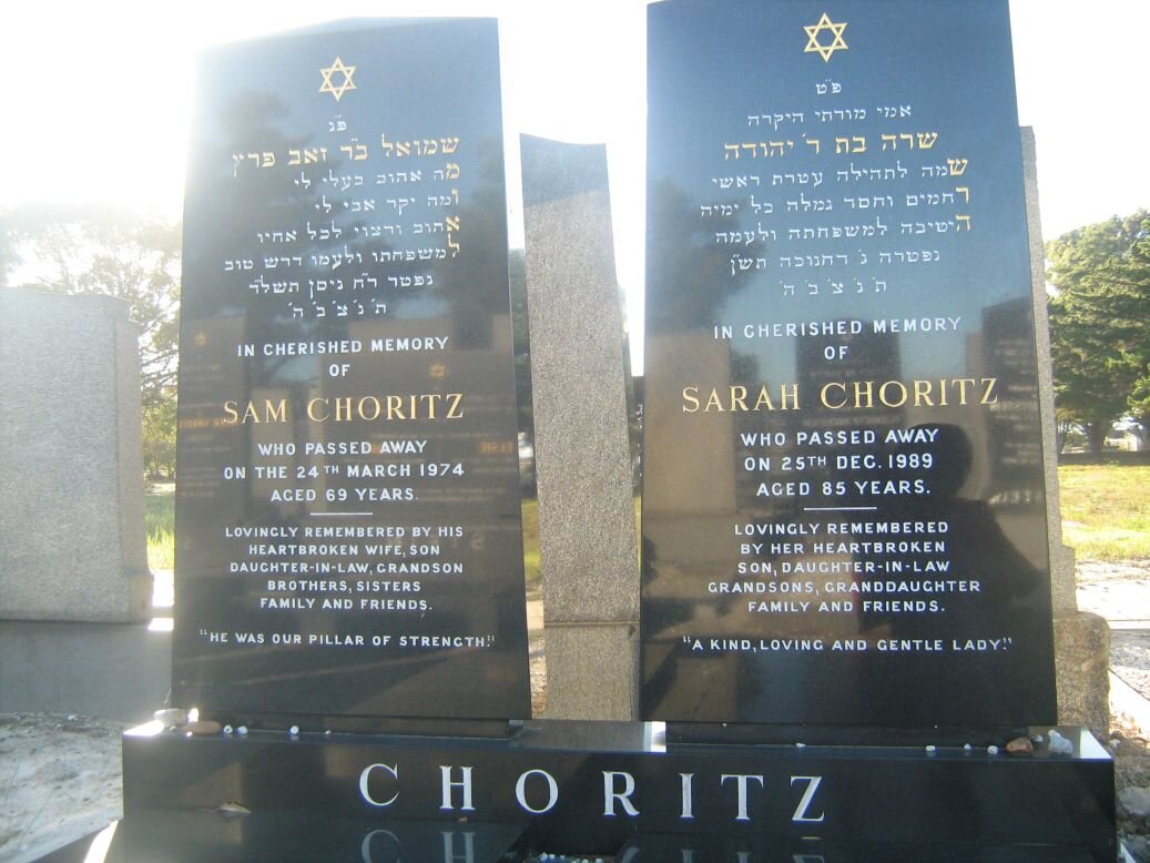 CHORITZ Sam -1974 &amp; Sarah -1989