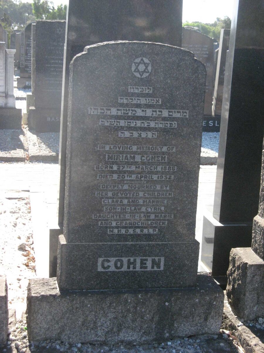 COHEN Miriam 1886-1952