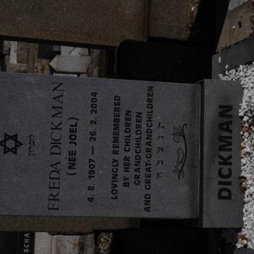 DICKMAN Freda nee JOEL 1907-2004