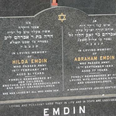 EMDIN Abraham -1963 &amp; Hilda -1971