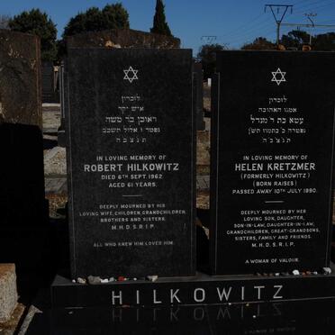 HILKOWITZ Robert -1962 &amp; Helen KRETZMER formerly HILKOWITZ nee RAISES -1990
