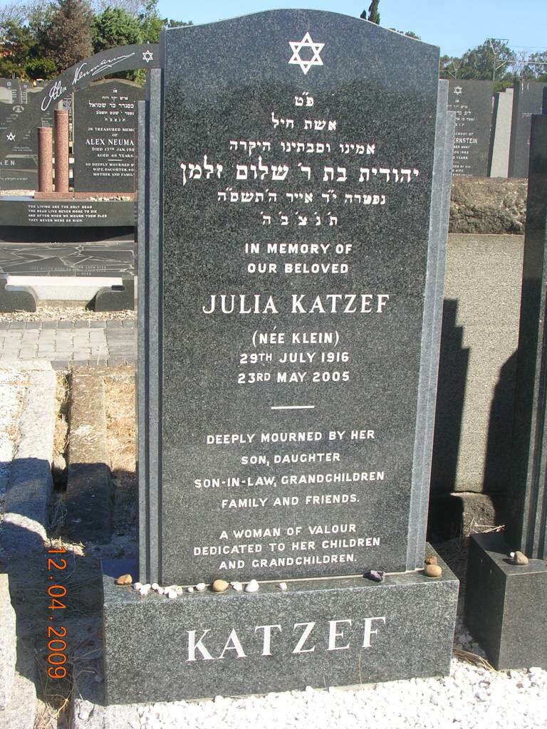 KATZEF Julia nee KLEIN 1916-2005