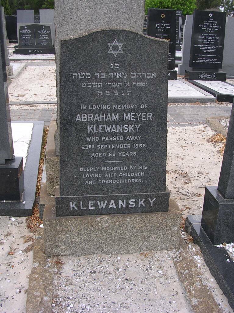 KLEWANSKY Abraham Meyer -1968