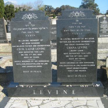 LEVINE Cecil Lazar -1956 &amp; Chana GARB -1990